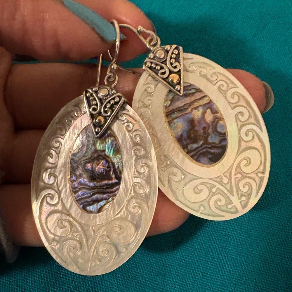 Robert Manse Earrings abalone and mother of pearl